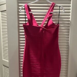 Elegant Pink Bandage Dress